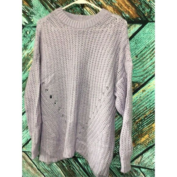 90’s American Eagle Lavender Chunky Knit Oversized Sweater Size Small 🦅 - Picture 7 of 12